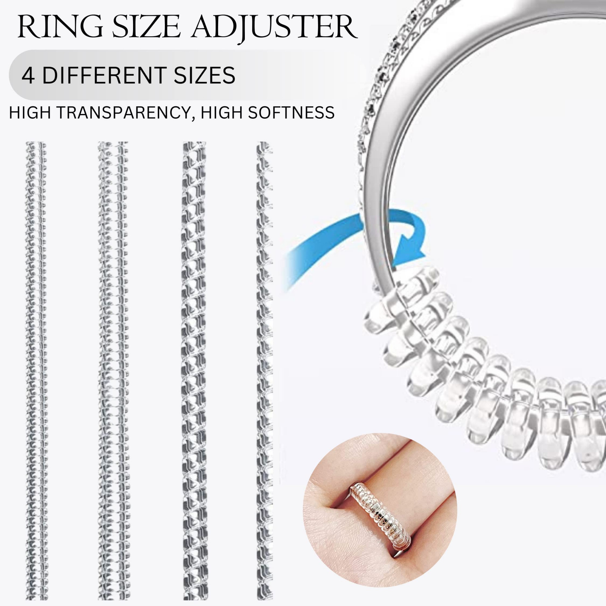 SAIELLIN Ring Size Adjuster For Loose Rings, Plastic Ring Adjuster For  Loose Rings