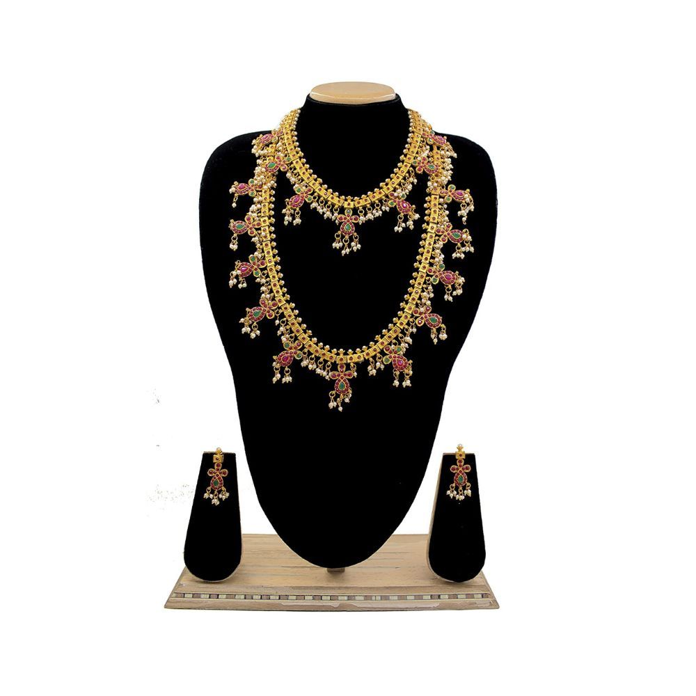 SAIYONI Indian Bridal Multicolor Kundan Choker Necklace Earring With Maangtikka jewellery set For Women & Girls.