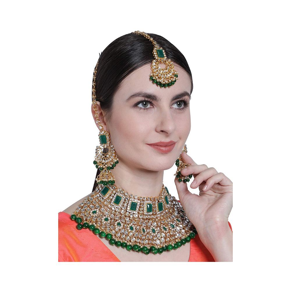 SAIYONI Jewellery Sets for Women Gold Plated Kundan Wedding Bridal Necklace Jewellery Set with Earrings for Girls/Women