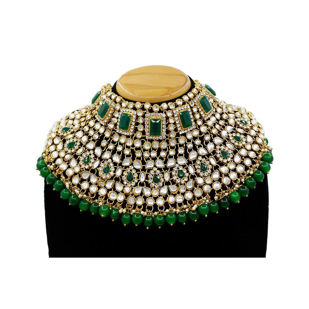 SAIYONI Wedding Collection Gold Plated Kundan Stone work Half Bridal Jewellery Set