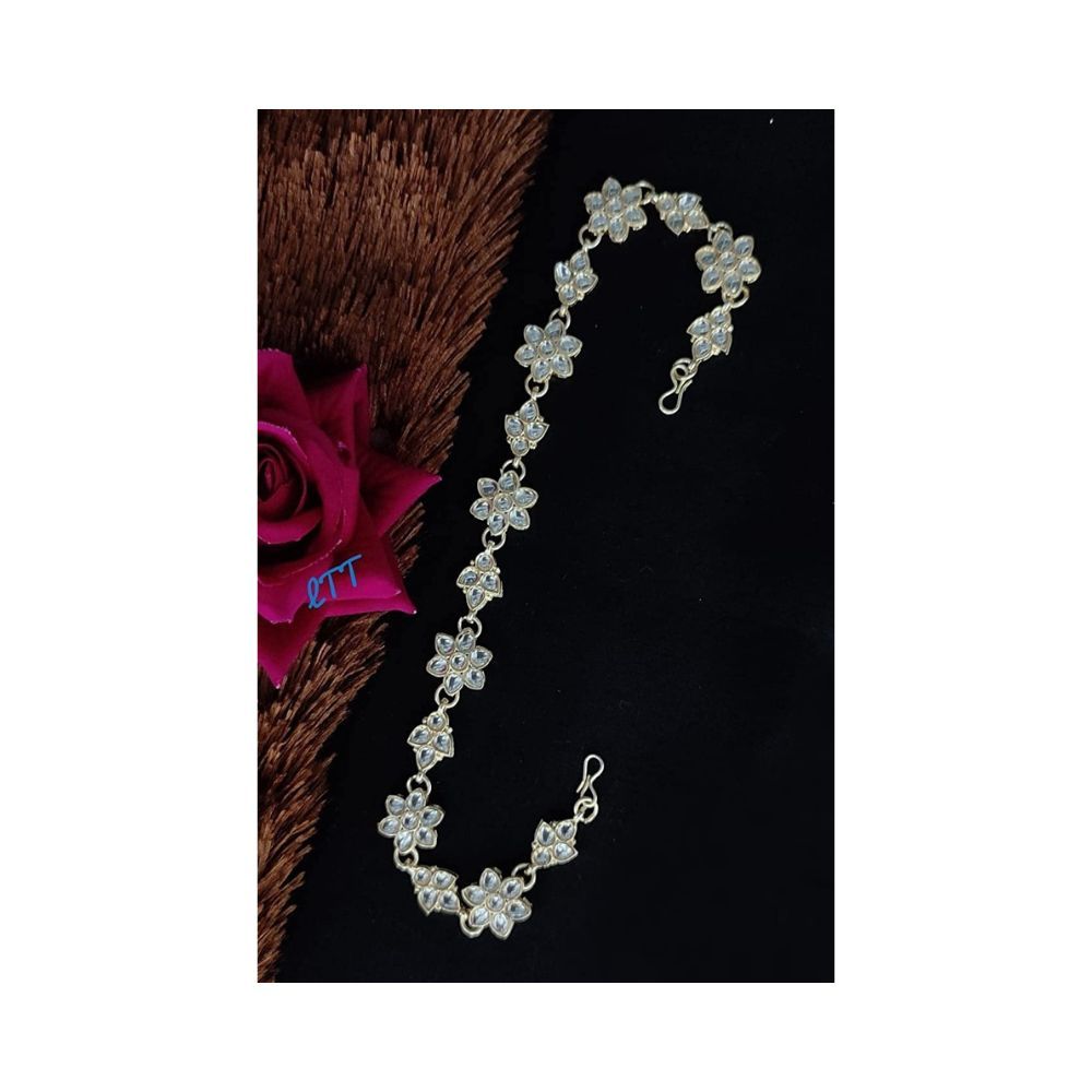 SAJH Gold Plated Kundan Matha Patti For Women