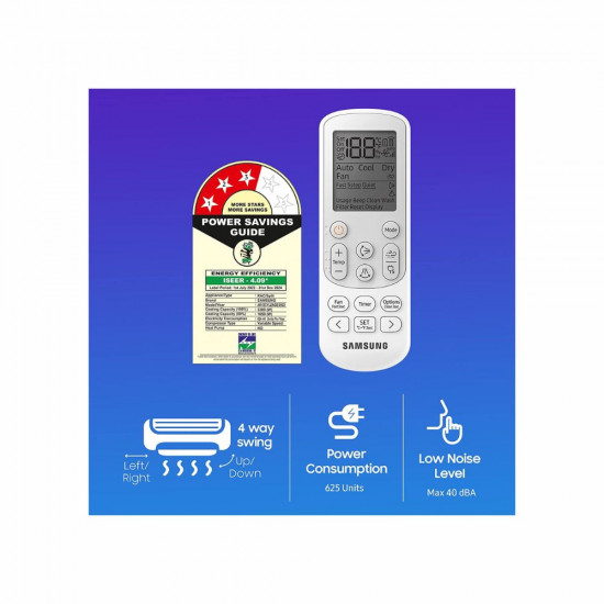 Samsung 1 Ton 3 Star Wind Free Technology Inverter Split AC Copper
