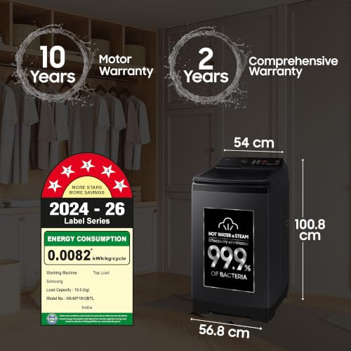Samsung 10 kg Fully Automatic Top Load Washing Machine WA40F10H2BTL Black Caviar - product image 2