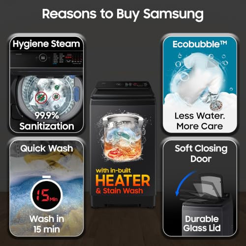Samsung 10 kg Fully Automatic Top Load Washing Machine WA40F10H2BTL Black Caviar - product image 3