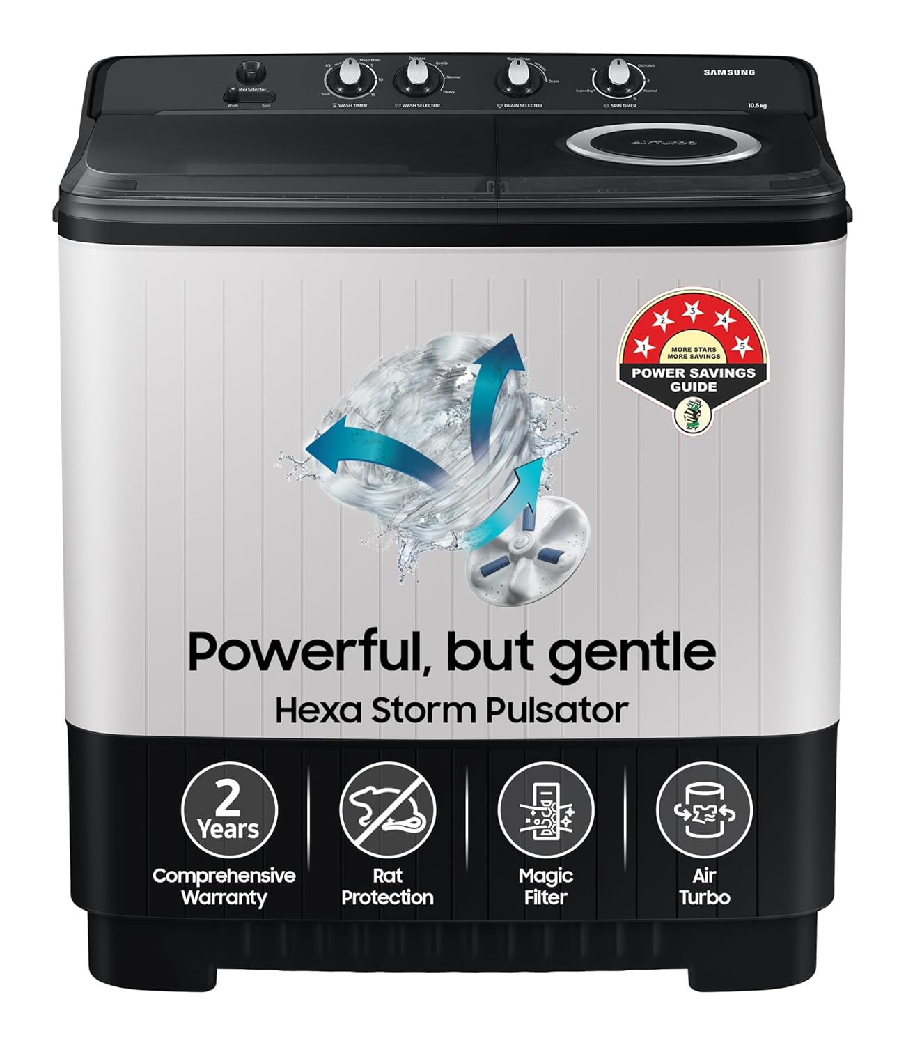 Samsung 105 kg Semi Automatic Top Load Washing Machine WT10C4260GGTL Light Gray