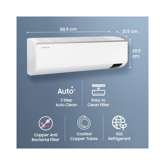 Samsung 1.5 Ton 3 Star Inverter Split AC (Copper, Convertible 5-in-1 Cooling Mode White)