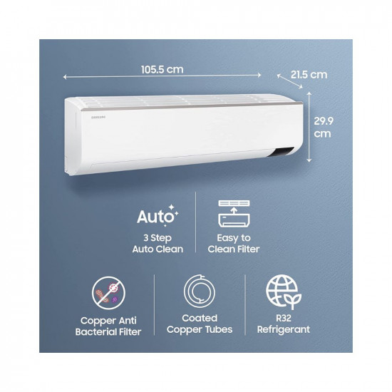 Samsung 1.5 Ton 5 Star Inverter Split AC (Copper, Convertible 5-in-1 Cooling Mode, Anti-Bacteria, 2023 Model AR18CYNZABE White)