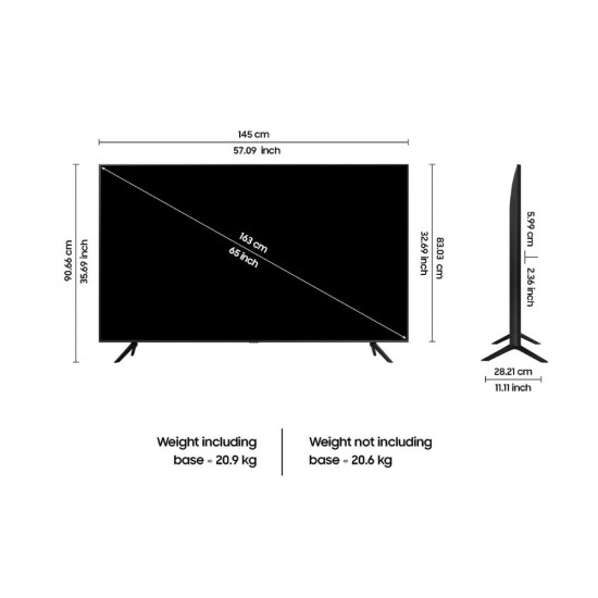Samsung 163 cm (65 inches) Crystal iSmart 4K Ultra HD Smart LED TV UA65CUE60AKLXL (Black)