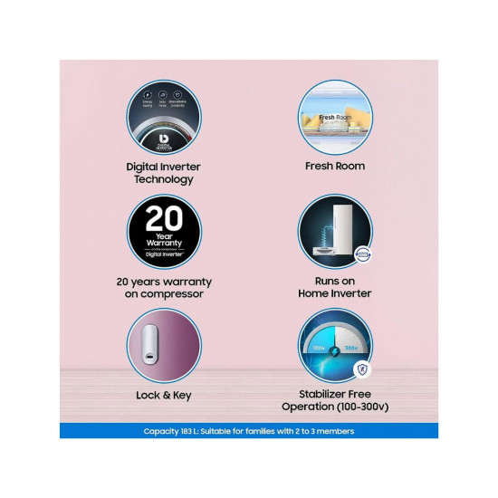 Samsung 183 L 2 Star Digital Inverter Direct Cool Single Door Refrigerator RR20C2412RH NL