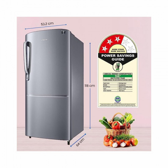 Samsung 183 L 3 Star Digital Inverter Direct Cool Single Door Refrigerator RR20C1723S8 HL