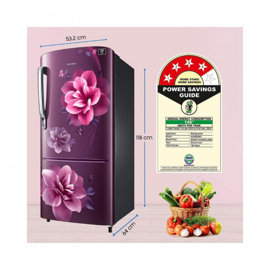 Samsung 183 L 4 Star Digital Inverter Direct Cool Single Door Refrigerator RR20C1724CR HL