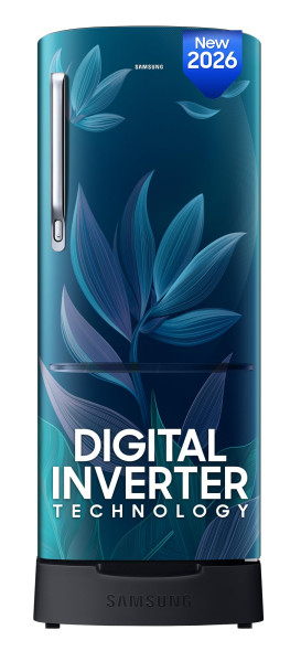 Image of Samsung 183 L, 4 Star, Digital Inverter, Direct-Cool Single Door Refrigerator (RR20H28249U/NL, Paradise Bloom Blue, Base Stand Drawer, Single Touch Defrost, 2026 Model)