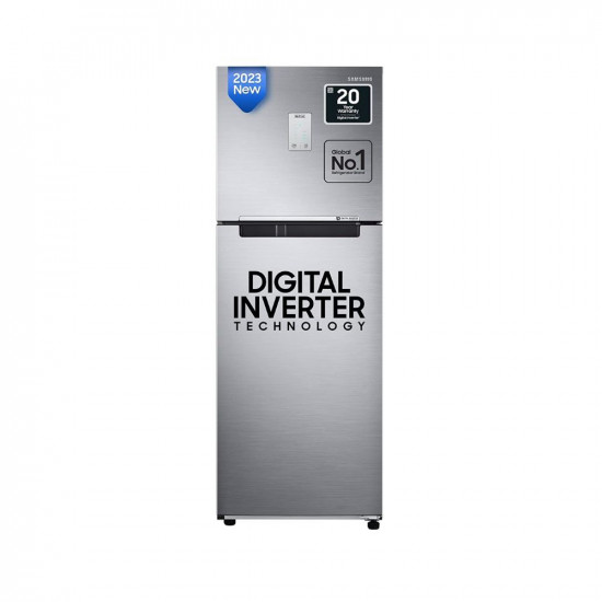 Samsung 224 L 2 Star Curd Maestro, Digital Inverter with Display Frost Free Double Door Refrigerator (RT28C3522S8/HL, Silver, Elegant Inox, 2023 Model, Gross Volume 244 Litres)