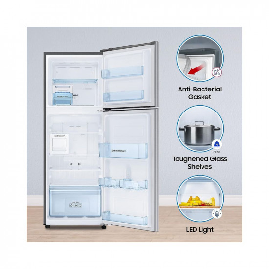 Samsung 224 L 2 Star Curd Maestro, Digital Inverter with Display Frost Free Double Door Refrigerator (RT28C3522S8/HL, Silver, Elegant Inox, 2023 Model, Gross Volume 244 Litres)