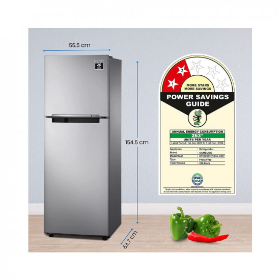 Samsung 236 L 2 Star Digital Inverter Frost Free Double Door Refrigerator RT28C3122S8 HL