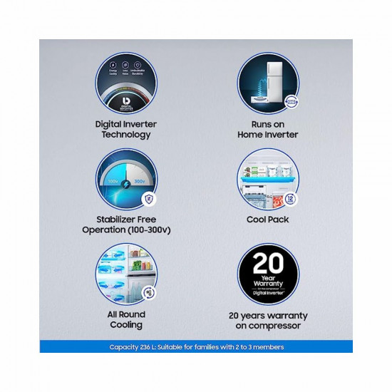 Samsung 236 L 2 Star Digital Inverter Frost Free Double Door Refrigerator RT28C3452BX HL