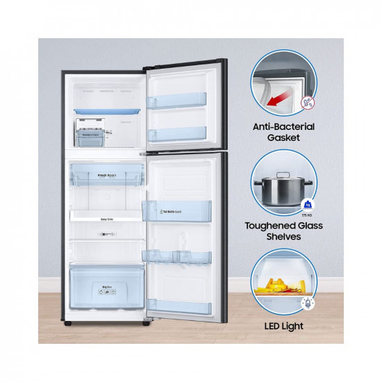 Samsung 236 L 2 Star Digital Inverter Frost Free Double Door Refrigerator (RT28C3452BX/HL, Luxe Black)