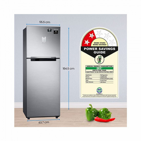 Samsung 236 L 2 Star Digital Inverter Frost Free Double Door Refrigerator RT28C3452S8 HL