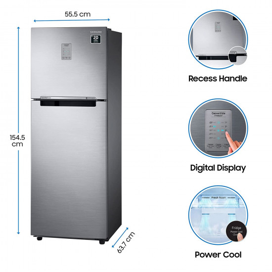 Samsung 253 L 3 Star Inverter Frost Free Double Door Refrigerator RT28T3753UV HL