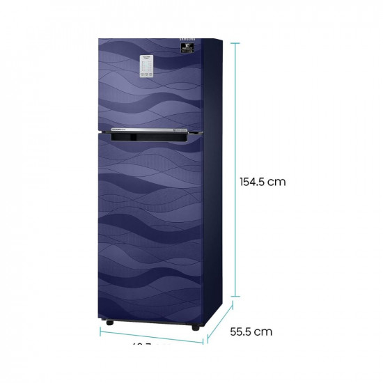 Samsung 253 L 3 Star Inverter Frost-Free Double Door Refrigerator (RT28T3753UV/HL, Blue Wave, Convertible, 2022 Model)