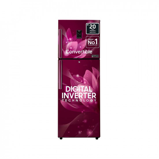 Samsung 253L 2 Star Inverter Frost Free Double Door Refrigerator (?RT28T3922R8/HL, ?Convertible, Saffron Red, 2022 Model)