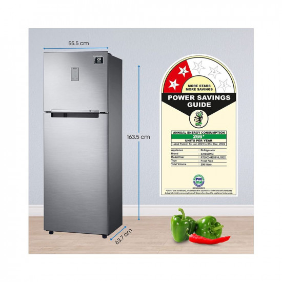 Samsung 256 L 2 Star Digital Inverter Frost Free Double Door Refrigerator RT30C3442S9 HL