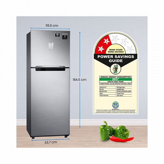 Samsung 256 L 2 Star Digital Inverter with Display Frost Free Double Door Refrigerator RT30C3442S9 HL