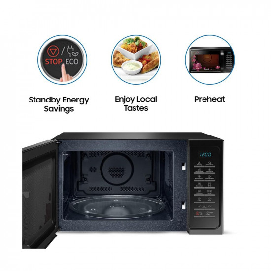 Samsung 28 L Convection Microwave Oven (MC28A5025VP/TL, Black with Magnolia Pattern, Slim Fry)