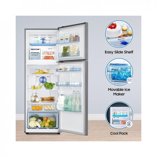 Samsung 322L 3 Star Convertible 5In1, Digital Inverter with Display Frost-Free Double Door Refrigerator (RT37C4523S8/HL,Elegant Inox, 2023 Model)