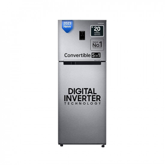 Samsung 385 L 2 Star Convertible 5In1, Digital Inverter with Display Frost Free Double Door Refrigerator (RT42C5532S9/HL, Silver, Refined Inox, 2023 Model)