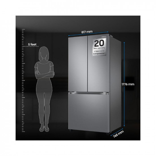 Samsung 580 L 4 Star Inverter Frost-Free Convertible French Door Side-By-Side Refrigerator (RF57A5032S9/TL, Refined Inox, Silver, 2023 Model)