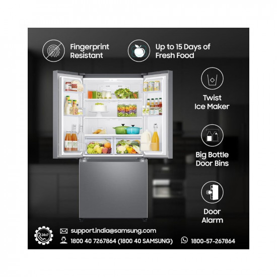 Samsung 580 L 4 Star Inverter Frost-Free Convertible French Door Side-By-Side Refrigerator (RF57A5032S9/TL, Refined Inox, Silver, 2023 Model)