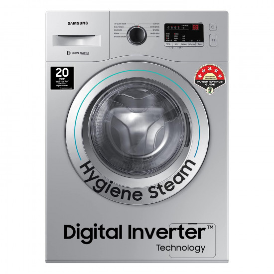 Samsung 6.0 Kg Inverter 5 star Fully-Automatic Front Loading Washing Machine (WW60R20GLSS/TL, Silver, Hygiene steam)