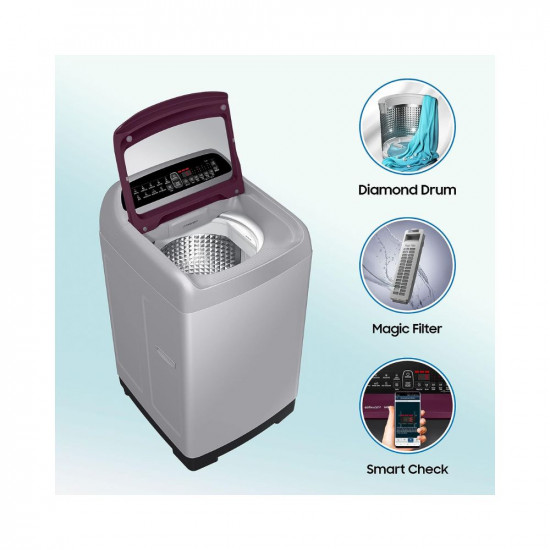 Samsung 6.5 Kg 5 Star Inverter Fully-Automatic Top Loading Washing Machine (WA65T4262FS/TL , Silver, Wobble technology)