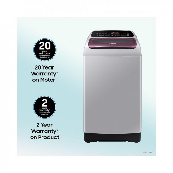 Samsung 6.5 Kg 5 Star Inverter Fully-Automatic Top Loading Washing Machine (WA65T4262FS/TL , Silver, Wobble technology)