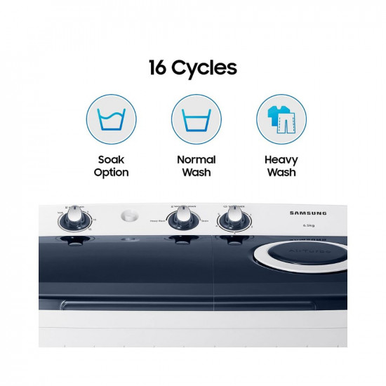 Samsung 6.5 kg, 5 star, Semi-Automatic Washing Machine (WT65R2200LL/TL, Air Turbo Drying, LIGHT GRAY)