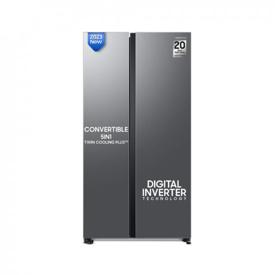Samsung 653 L Frost Free Convertible 5In1 Digital Inverter Wi-Fi Enabled Side by Side Refrigerator (RS76CG8003S9HL, Refined Inox)