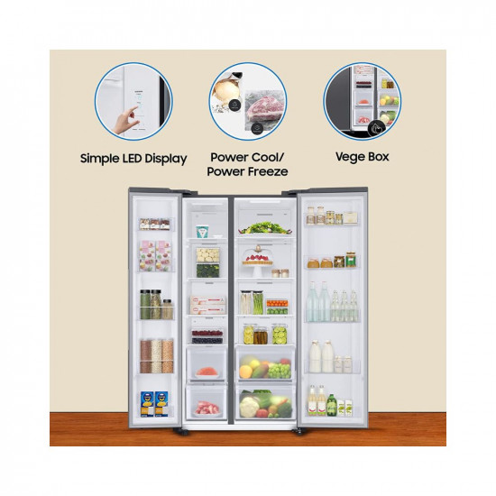 Samsung 653 L Frost Free Convertible 5In1 Digital Inverter Wi-Fi Enabled Side by Side Refrigerator (RS76CG8003S9HL, Refined Inox)