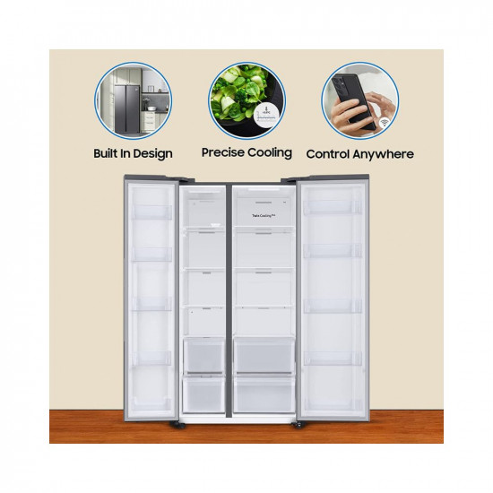 Samsung 653 L Frost Free Convertible 5In1 Digital Inverter Wi-Fi Enabled Side by Side Refrigerator (RS76CG8003S9HL, Refined Inox)