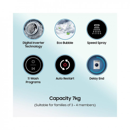 Samsung 7 kg, 5 star, Eco Bubble Technology, Super Speed, Digital Inverter Motor, Dual Storm, Fully-Automatic Top Load Washing Machine (WA70BG4545BGTL, Light Gray)