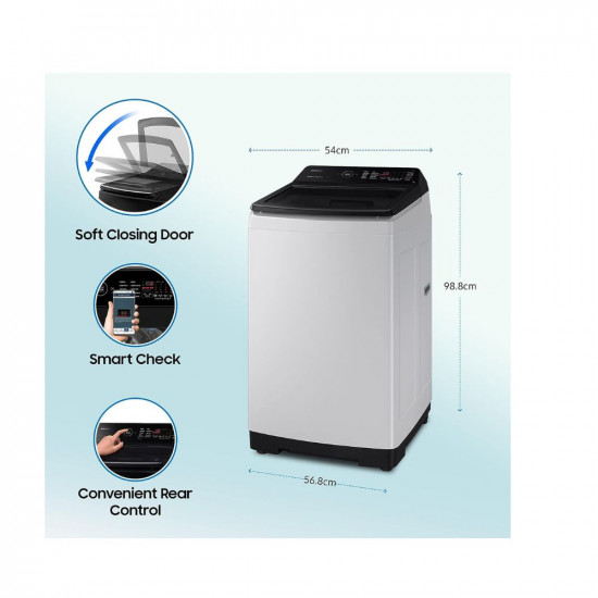 Samsung 7 kg, 5 star, Eco Bubble Technology, Super Speed, Digital Inverter Motor, Dual Storm, Fully-Automatic Top Load Washing Machine (WA70BG4545BGTL, Light Gray)