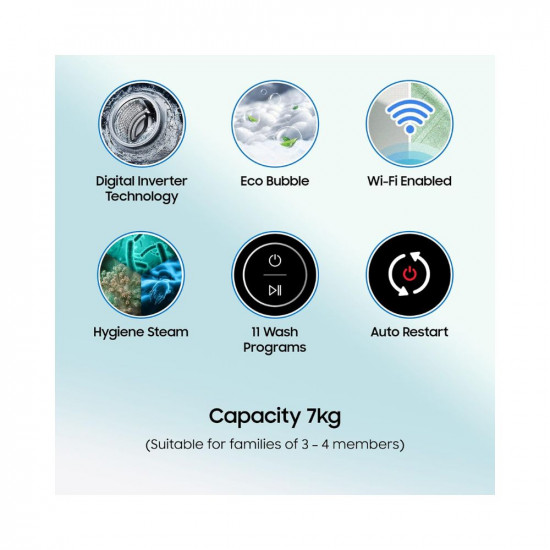 Samsung 7 kg, 5 star, Eco Bubble Technology, Wi-Fi, Digital Inverter Motor, Dual Storm, Fully-Automatic Top Load Washing Machine (WA70BG4582BYTL, Hygiene Steam, Lavender Gray)