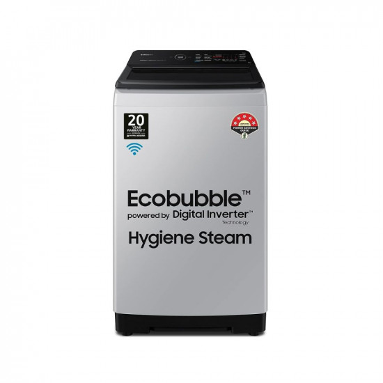 Samsung 7 kg, 5 star, Eco Bubble Technology, Wi-Fi, Digital Inverter Motor, Dual Storm, Fully-Automatic Top Load Washing Machine (WA70BG4582BYTL, Hygiene Steam, Lavender Gray)