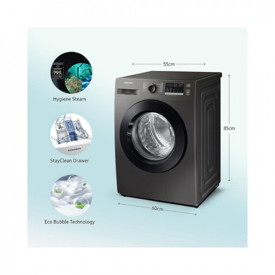 Samsung 7 Kg 5 Star Inverter Fully Automatic Front Load Washing Machine (WW70T4020CX1TL Inox, In-Built Heater)