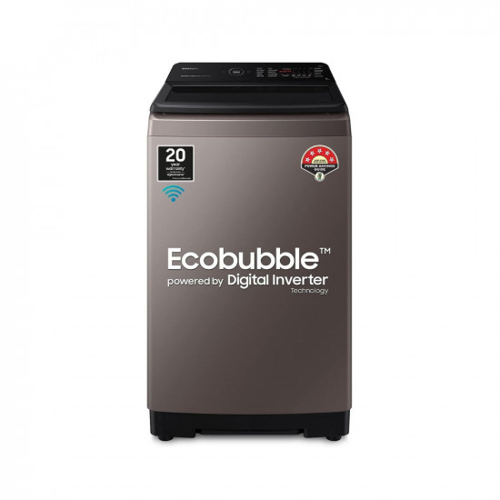 Samsung 7 Kg '5 Star Ecobubble™ Wi-Fi, Inverter Fully Automatic Top Load Washing Machine (WA70BG4542BYTL_Lavender Gray), Bubble Storm technology