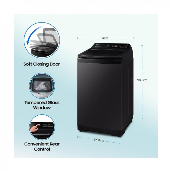 Samsung 7 Kg '5-star Ecobubble™ Wi-Fi Inverter Fully-Automatic Top Load Washing Machine (WA70BG4546BVTL,Black Caviar), Bubble Storm & Super Speed Technology