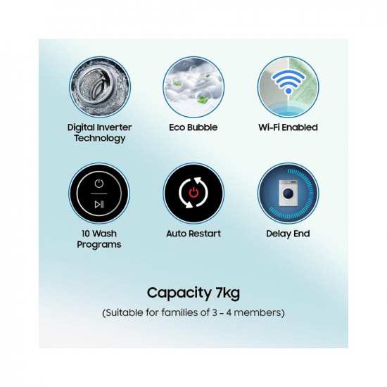 Samsung 7 Kg '5-star Ecobubble™ Wi-Fi Inverter Fully-Automatic Top Load Washing Machine (WA70BG4546BVTL,Black Caviar), Bubble Storm & Super Speed Technology