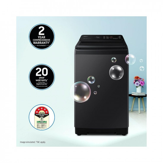 Samsung 7 Kg '5-star Ecobubble™ Wi-Fi Inverter Fully-Automatic Top Load Washing Machine (WA70BG4546BVTL,Black Caviar), Bubble Storm & Super Speed Technology