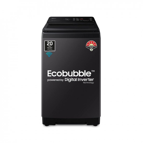 Samsung 7 Kg '5-star Ecobubble™ Wi-Fi Inverter Fully-Automatic Top Load Washing Machine (WA70BG4546BVTL,Black Caviar), Bubble Storm & Super Speed Technology