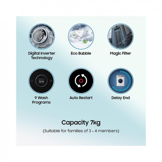Samsung 7 Kg Inverter 5 Star Fully Automatic Top Load Eco Bubble Washing Machine WA70BG4441YYTL